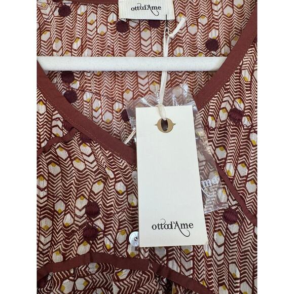 ootad' Ame Cotton Blend Printed Babydoll Blouse US Size 8 - Picture 5 of 5